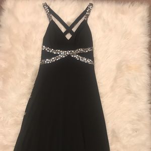 Black backless prom dress